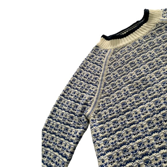 TALBOTS Womens' Blue & White Textured Stripe Mockneck Sweater Size L - Picture 7 of 9